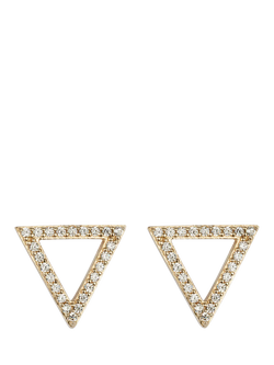 Toolally Cubic Zirconia Triangle Stud Earrings, Gold