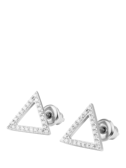 Toolally Cubic Zirconia Triangle Stud Earrings, Silver