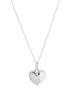 Toolally Art Deco Cubic Zirconia Heart Pendant Necklace, Silver