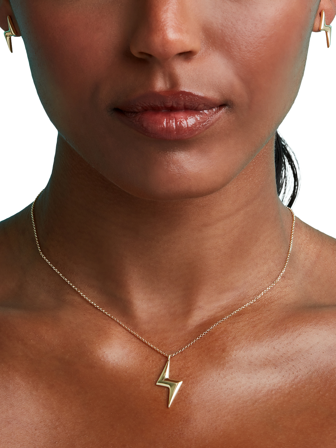 Product image 3 of 4, which shows Toolally Bubble Bolt Pendant Necklace, Gold