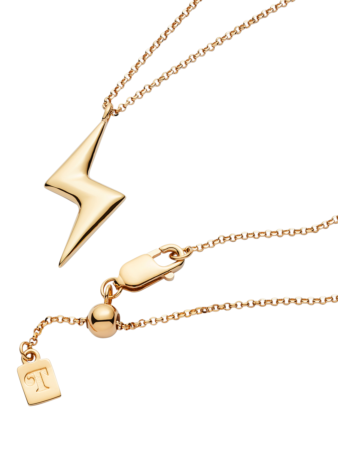 Product image 4 of 4, which shows Toolally Bubble Bolt Pendant Necklace, Gold