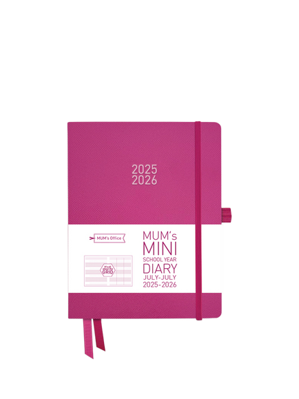 MUM's Office Mini Mid Year Academic 2025-26 Family Diary, Pink, Pink
