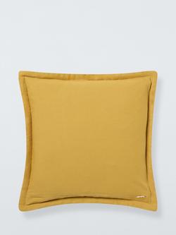 John Lewis Bordered Velvet Cushion - view 2, Ochre