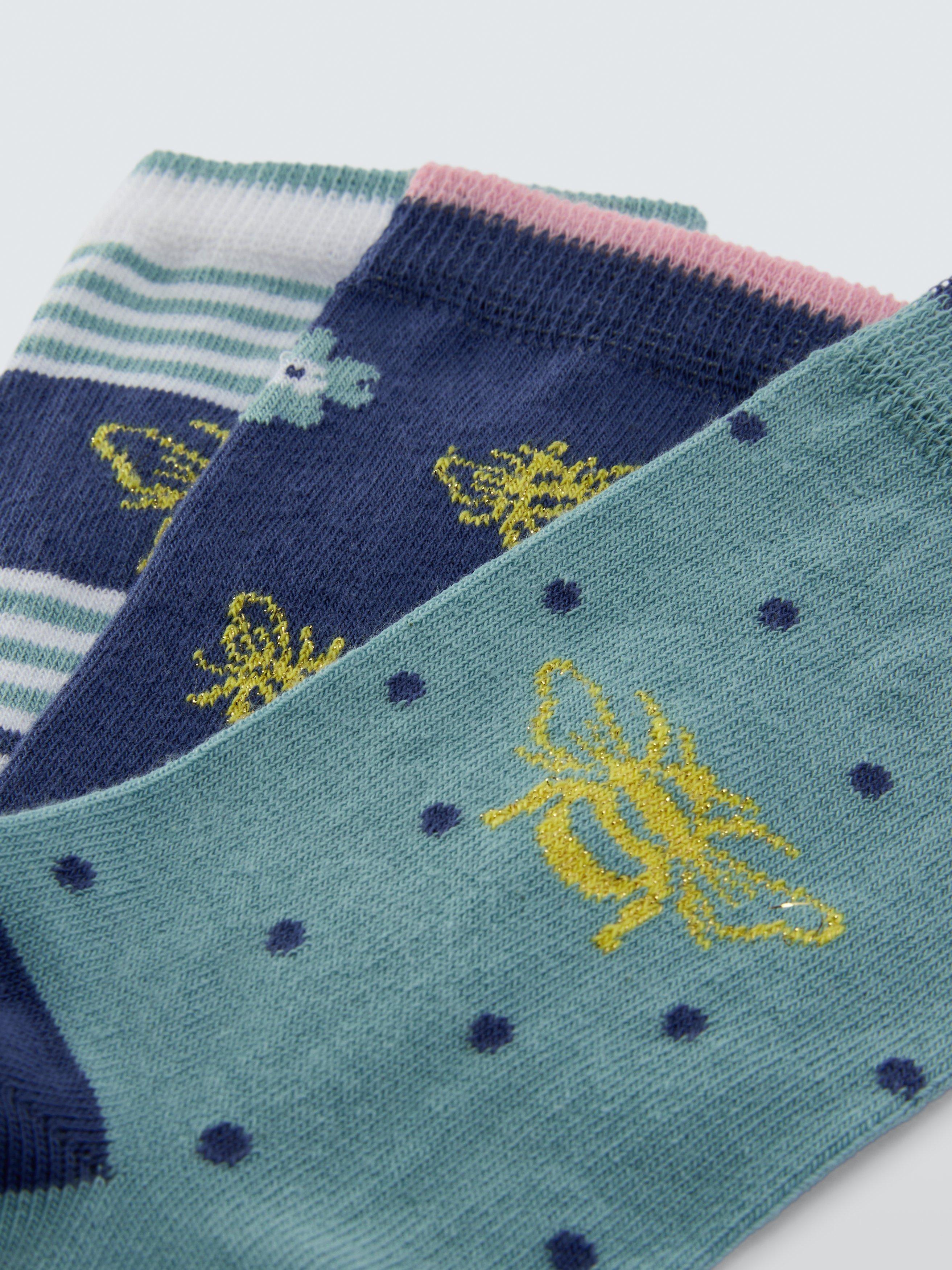Product image 2 of 2, which shows John Lewis Bee Organic Cotton Mix Ankle Socks, Blue