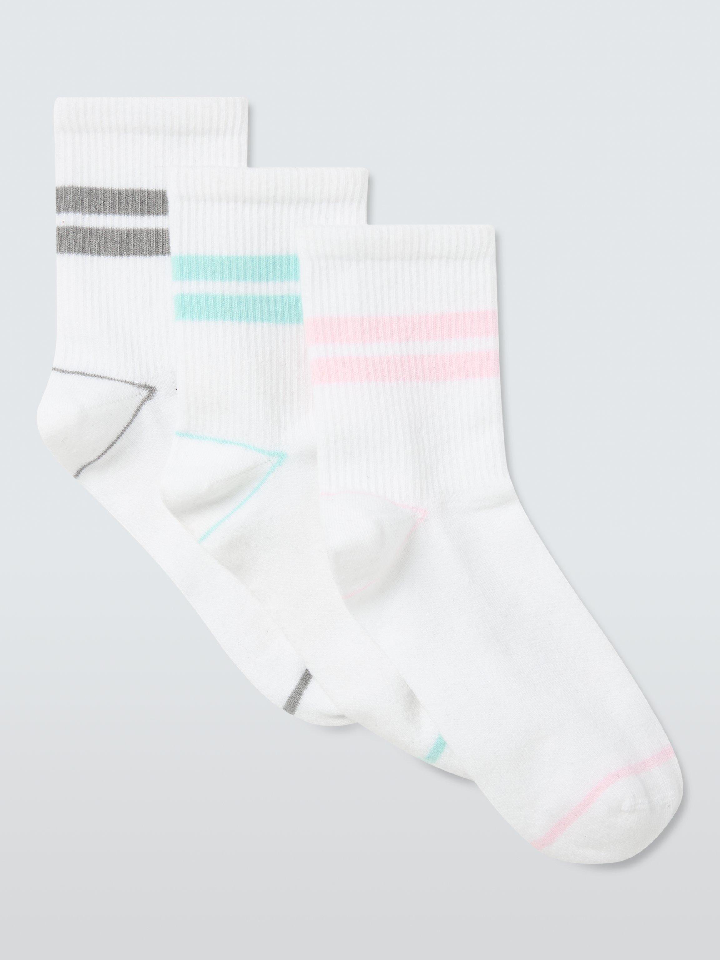 John Lewis Cropped Tube Socks, Pack of 3, Whites