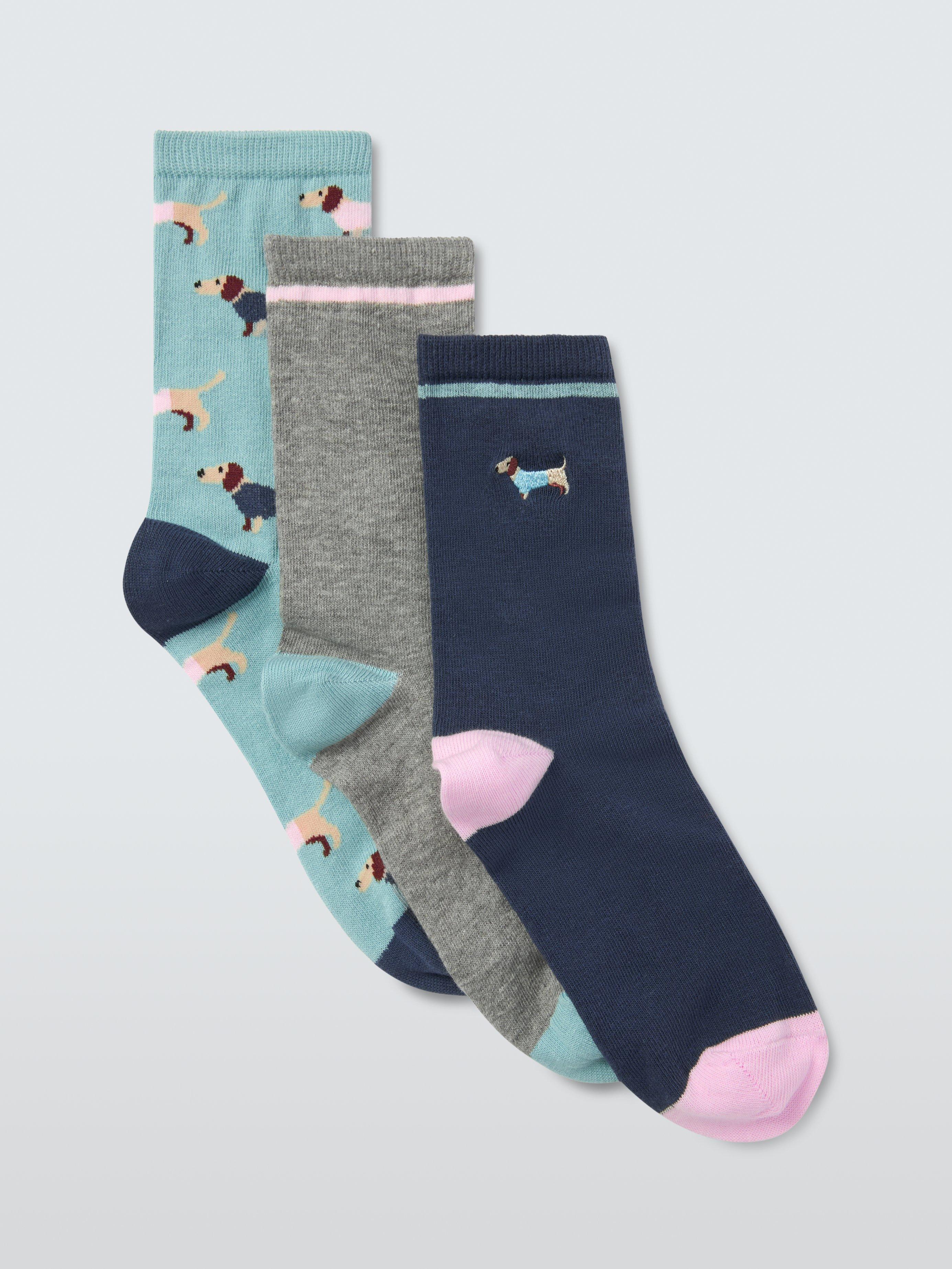 Product image 1 of 2, which shows John Lewis Dachshund Ankle Socks, Pack of 3, Teal