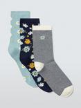 John Lewis Ditsy Flower Organic Cotton Mix Ankle Socks, Blue