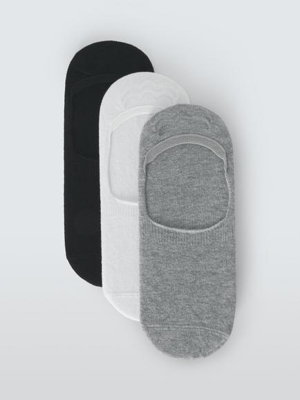 John Lewis Invisible Liner Socks, Pack of 3, Multi, Multi