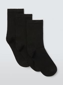 John Lewis Organic Cotton Mix Ankle Socks, Pack of 3, Black, Black