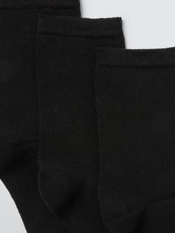 John Lewis Organic Cotton Mix Ankle Socks, Pack of 3, Black - view 2, Black