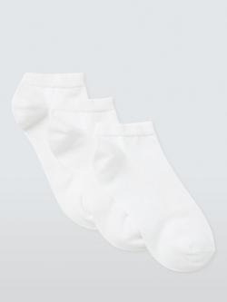 John Lewis Cotton Mix Trainer Socks, Pack of 3, White, White