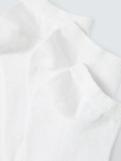 John Lewis Cotton Mix Trainer Socks, Pack of 3, White - view 2, White