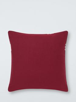 John Lewis Velvet Bow Cushion, Red - view 2, Red