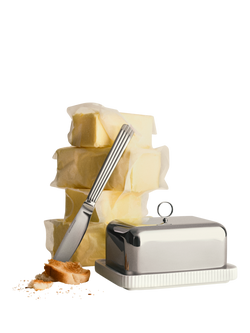 Georg Jensen Bernadotte Stainless Steel & Porcelain Butter Dish, Silver - view 2, Silver