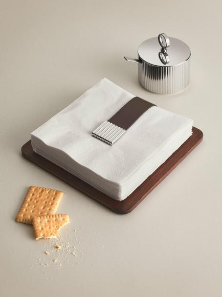 Georg Jensen Bernadotte Stainless Steel & Oak Wood Napkin Holder - view 2, Brown
