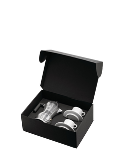 Alessi Pulcina Induction Hob 3 Cup Espresso Maker & 2 Porcelain Cups Gift Set - view 2, 