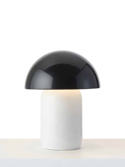 John Lewis x John Cooper Mushroom Table Lamp, Black/White, Black & White Gloss