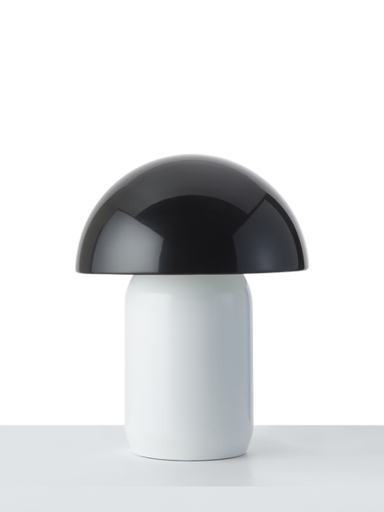 John Lewis x John Cooper Mushroom Table Lamp, Black/White - view 2, Black & White Gloss
