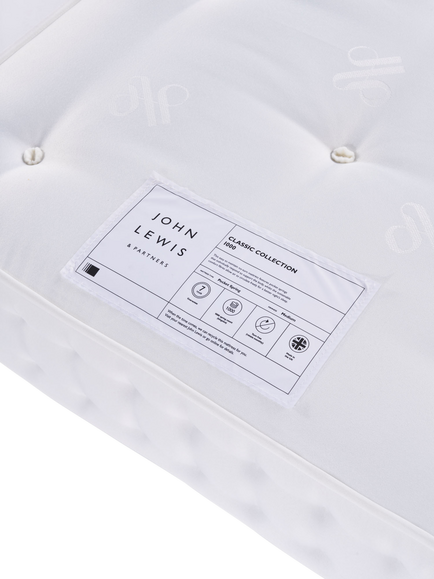 John Lewis Classic Collection 1000 Pocket Spring Mattress, Medium Tension, Single - view 2, White