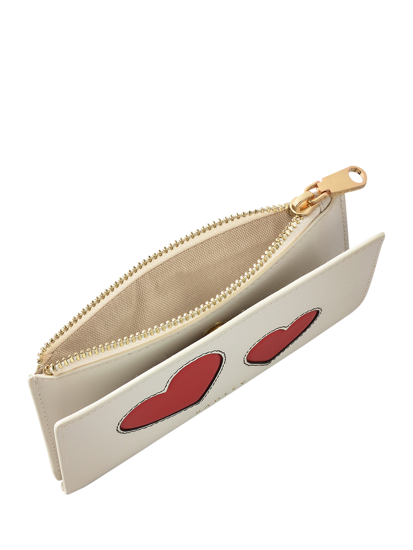 Product image 4 of 4, which shows Radley Valentine's Leather Heart Medium Bifold Purse, Chalk/Red