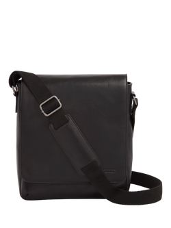 OSPREY LONDON Baker Leather Messenger Bag, Black, Black