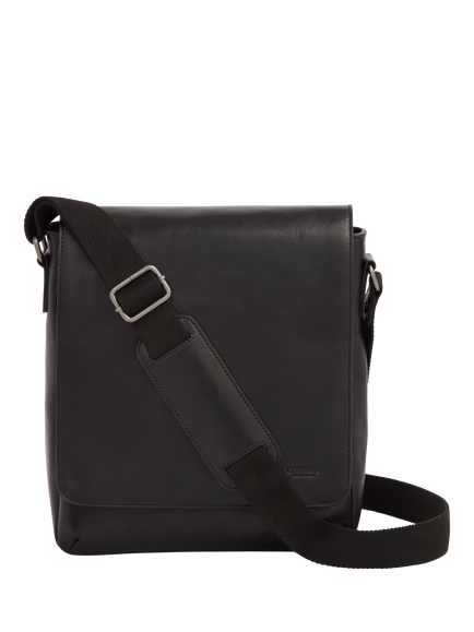 OSPREY LONDON Baker Leather Messenger Bag, Black, Black