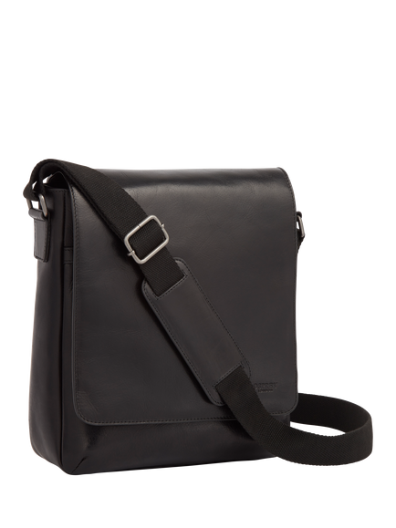 OSPREY LONDON Baker Leather Messenger Bag, Black - view 2, Black