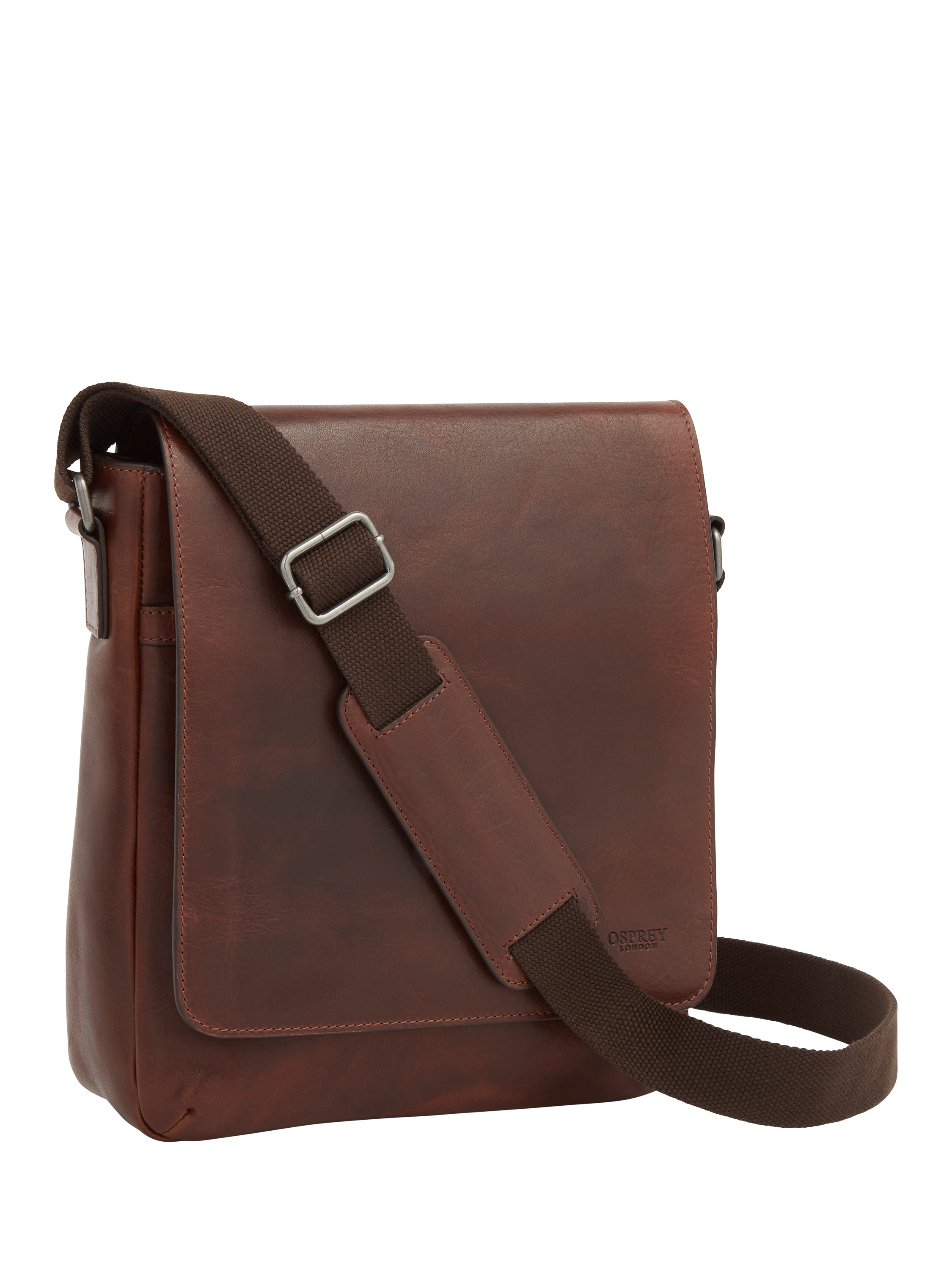 Product image 2 of 6, which shows OSPREY LONDON Baker Leather Messenger Bag, Cognac