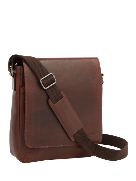 OSPREY LONDON Baker Leather Messenger Bag, Cognac - view 2, Cognac