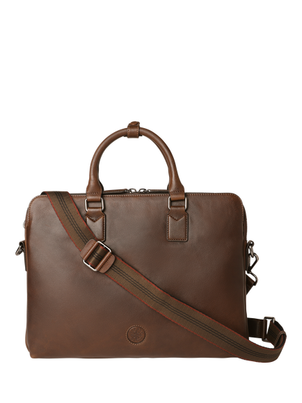 OSPREY LONDON Compass Leather Laptop Bag, Tan