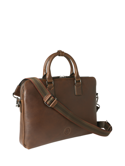 OSPREY LONDON Compass Leather Laptop Bag - view 2, Tan