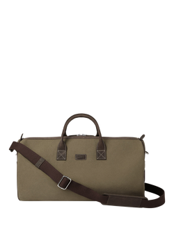 OSPREY LONDON Hunter Canvas Leather Trim Barrel Bag, Khaki, Khaki