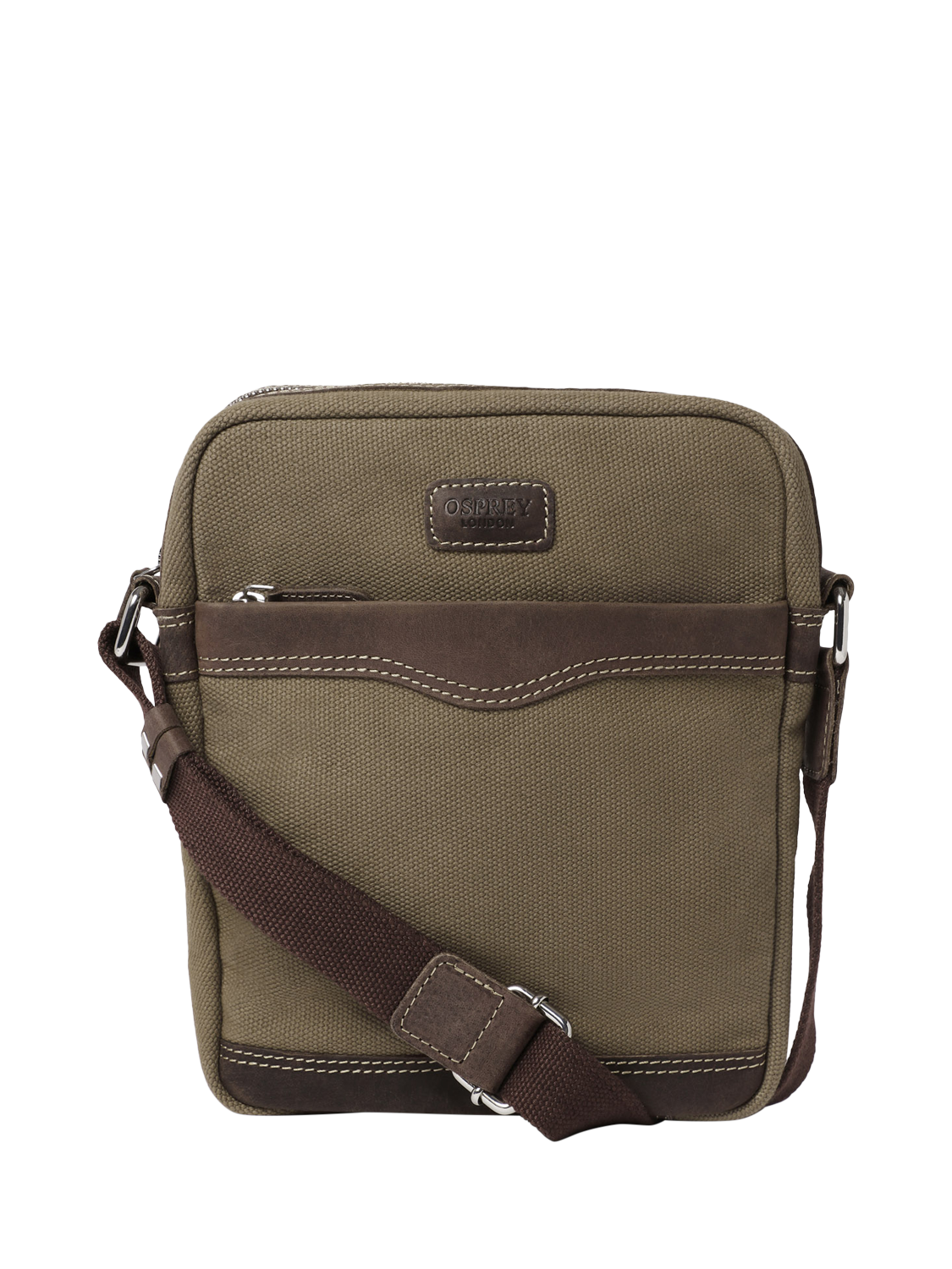 Product image 1 of 5, which shows OSPREY LONDON Hunter Canvas Crossbody Bag, Khaki