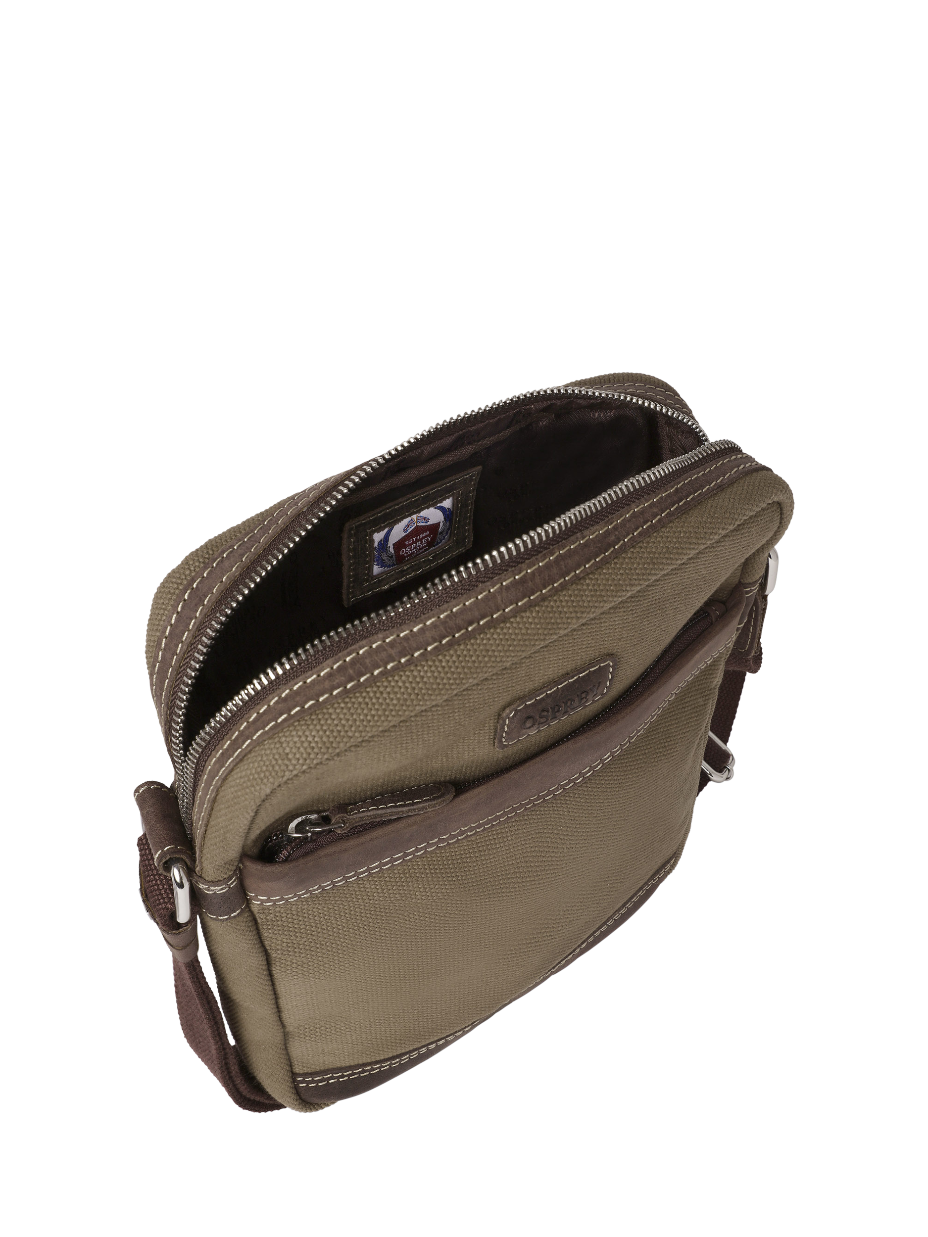 Product image 4 of 5, which shows OSPREY LONDON Hunter Canvas Crossbody Bag, Khaki