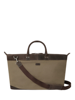 OSPREY LONDON Hunter Weekender Canvas Leather Trim Bag, Khaki, Khaki