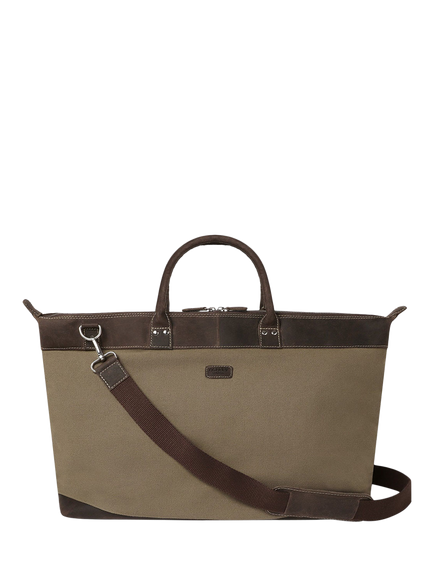 OSPREY LONDON Hunter Weekender Canvas Leather Trim Bag, Khaki, Khaki
