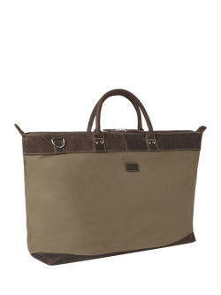 OSPREY LONDON Hunter Weekender Canvas Leather Trim Bag, Khaki - view 2, Khaki