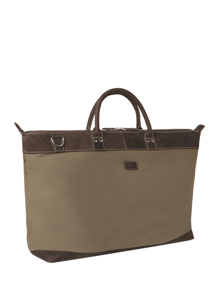 OSPREY LONDON Hunter Weekender Canvas Leather Trim Bag, Khaki - view 2, Khaki