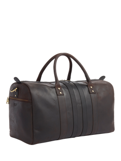 OSPREY LONDON Jenson Leather Holdall, Black - view 2, Chocolate And Black