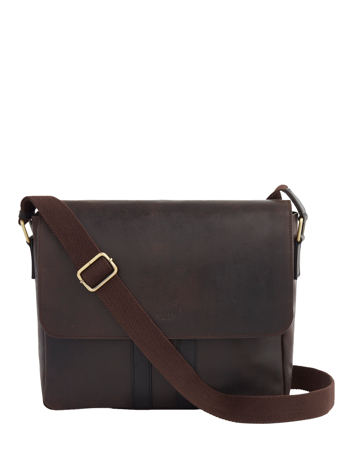 OSPREY LONDON Jenson Leather Messenger Bag Chocolate and Black