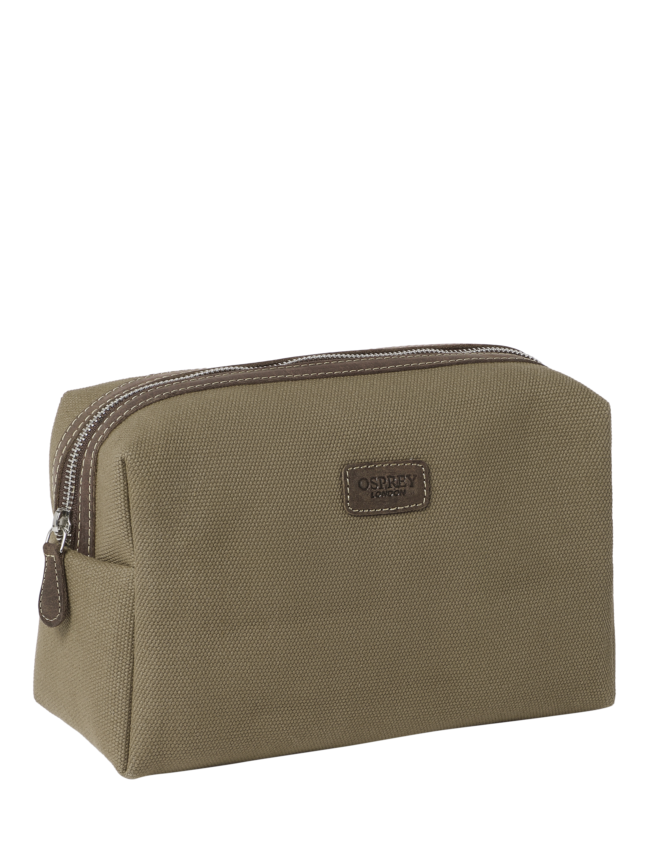 OSPREY LONDON Hunter Canvas Leather Trim Medium Wash Bag Khaki