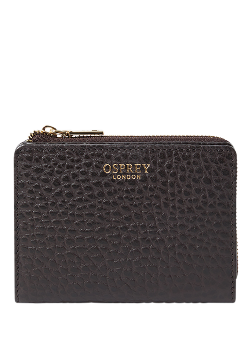 Product image 1 of 3, which shows OSPREY LONDON Buckley Leather Purse, Chocolate