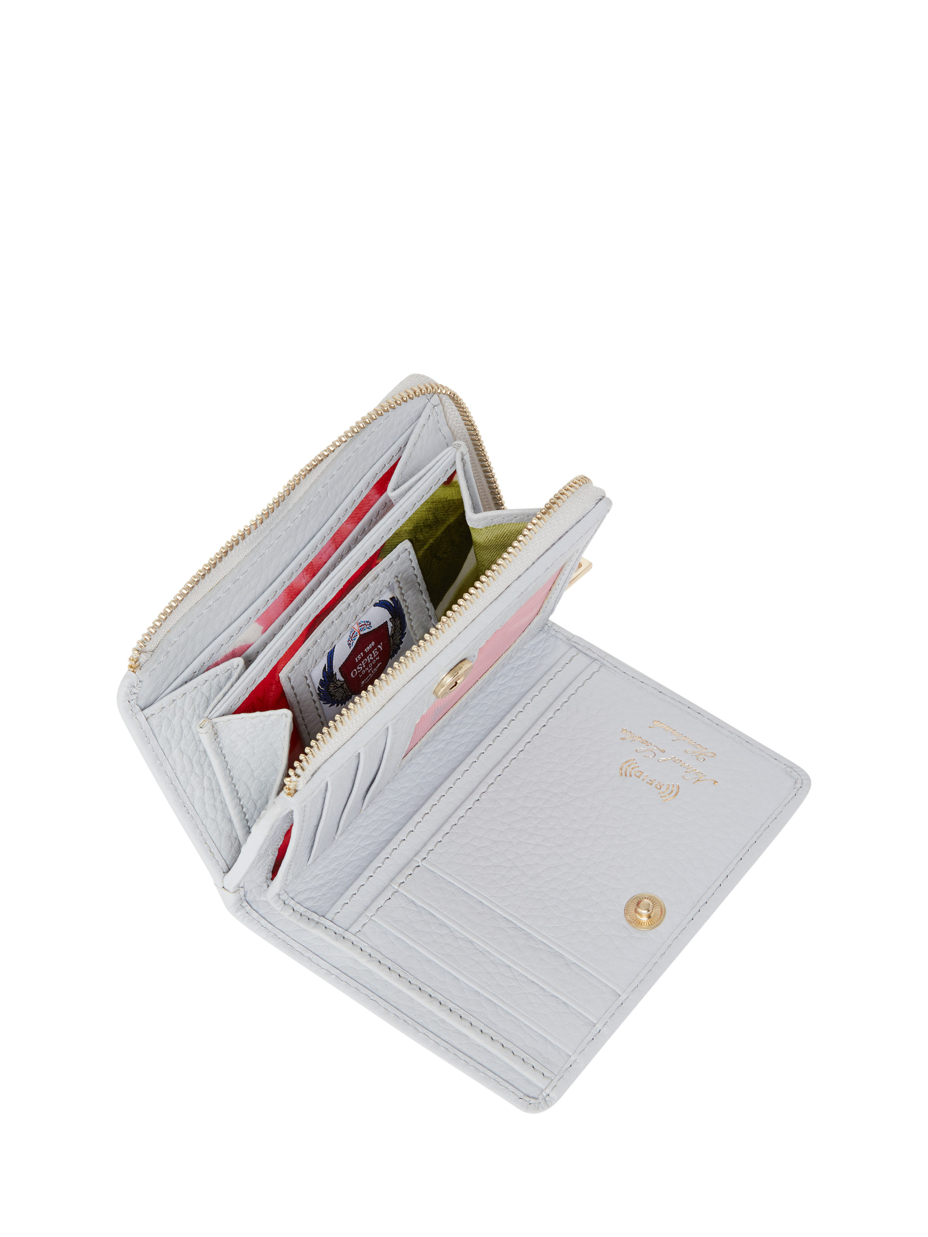 Product image 4 of 5, which shows OSPREY LONDON Buckley Leather Purse, Mist