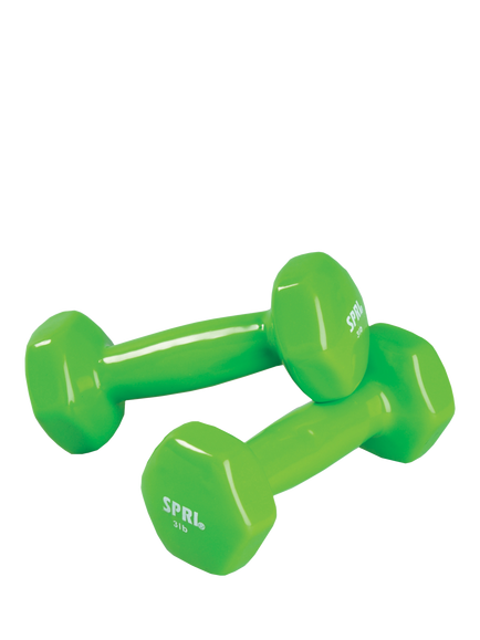 SPRI 1.4kg/3lbs Vinyl Dumbbells, Green
