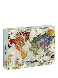 Galison Winged Map of the World Jigsaw Puzzle, 1000 Pieces - view 2, Multi