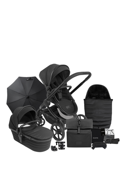 iCandy Peach 7 STUDIO Pushchair, Carrycot and Accessories Complete Bundle, Black, Black