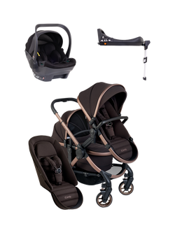 iCandy Peach 7 Double Pushchair and Carrycot with Cocoon Car Seat and i-Size Base Bundle, Pecan