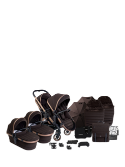 iCandy Peach 7 Twin Pushchair, Carrycot and Accessories Complete Bundle, Pecan, Pecan