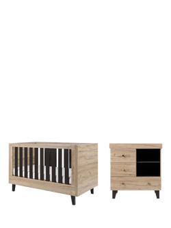 Tutti Bambini Como Cotbed and Chest of Drawers Room Set, Oak/Slate, Oak/Slate