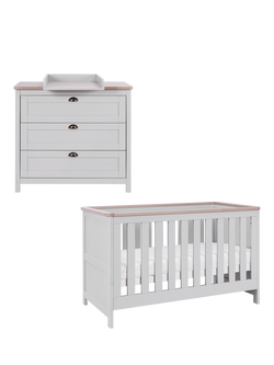 Tutti Bambini Verona Cotbed and Chest of Drawers 2 Piece Room Set, Grey/Oak